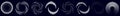 Swirl, sworls, twirls and spiral vector set. Helix, volute shapes with rotation, revolve ripple effect. Spiral icons