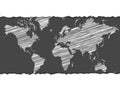 Vector EPS scribble world map on gray background