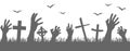 halloween zombie hands with grave stones Royalty Free Stock Photo