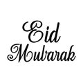 eps10 vector illustration of a black handwritten typographic Eid Mubarak retro label