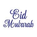 eps10 vector illustration of a blue handwritten typographic Eid Mubarak retro label