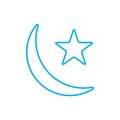 eps10 vector illustration of a blue outline moon and star icon