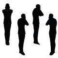 EPS 10 vector illustration of business man silhouette in anxious pose Royalty Free Stock Photo