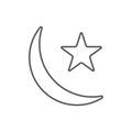 eps10 vector illustration of a grey outline moon and star icon
