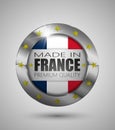 EPS10 Vector illustration. Realistic button. Made in France, Premium Quality. Royalty Free Stock Photo