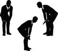 EPS 10 Vector illustration in silhouette of businessman calling a pet pose