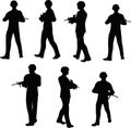 EPS 10 Vector illustration in silhouette of businessman patrol