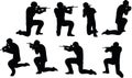 EPS 10 Vector illustration in silhouette of businessman soldier shoot