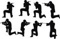 EPS 10 Vector illustration in silhouette of businessman soldier shoot