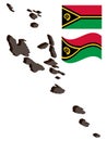 Vector illustration of Vanuatu map 3D and flag