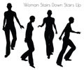 EPS 10 vector illustration of Woman Stairs Down Stairs pose on white background