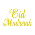 eps10 vector illustration of a yellow handwritten typographic Eid Mubarak retro label