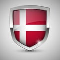 EPS10 Vector Patriotic shield with flag of Denmark