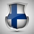 EPS10 Vector Patriotic shield with flag of Finland Royalty Free Stock Photo