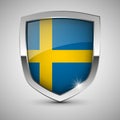 EPS10 Vector Patriotic shield with flag of Sweden Royalty Free Stock Photo