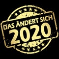 gold stamp with Banner that changes in 2020 (in german