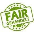 green stamp with Banner Fair trade (in german
