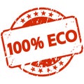 red grunge stamp with Banner 100% Eco