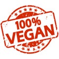 red grunge stamp with Banner 100% vegan