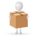 Small 3d man hands holding a box Royalty Free Stock Photo