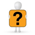 Small 3d man hands holding a question mark Royalty Free Stock Photo