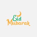 eps10 vector typographic illustration of handwritten Eid Mubarak label or greeting card