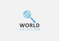 eps10 vector world or global solution logo with attached key template. technology or data solutions logo symbol Royalty Free Stock Photo