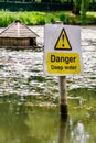 Danger Deep Water Public Warning Sign At A Lake Or Pool