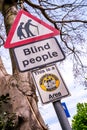 Road Traffic Sign Warning Of Blind People Crossing Road Royalty Free Stock Photo