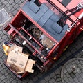 Biffa Red Refuse Truck Or Lorry Collecting Commercial Waste