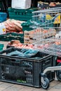 Abstract Of A Shopping Trolley And Selection Of Plastic Food Storage Bins Royalty Free Stock Photo