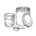 Sketch Collagen protein powder. Hand drawn Jar.