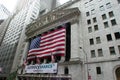 The New York Stock Exchange with American Flag