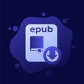 epub file download icon, e-book format vector