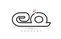 EQ connected alphabet letter logo icon combination design with dots and red color. Creative template for company and business