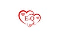 EQ Initial heart shape Red colored love logo