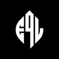 EQL circle letter logo design with circle and ellipse shape. EQL ellipse letters with typographic style. The three initials form a Royalty Free Stock Photo