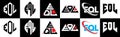 EQL letter logo design in six style. EQL polygon, circle, triangle, hexagon, flat and simple style with black and white color Royalty Free Stock Photo