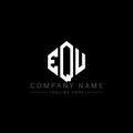 EQU letter logo design with polygon shape. EQU polygon and cube shape logo design. EQU hexagon vector logo template white and Royalty Free Stock Photo