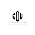 EQU letter logo design with polygon shape. EQU polygon and cube shape logo design. EQU hexagon vector logo template white and Royalty Free Stock Photo