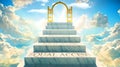 Equal access as stairs to reach out to the heavenly gate for reward, success and happiness.Equal access elevates and brings closer
