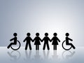 Equal opportunities disabled wheelchair equality Royalty Free Stock Photo