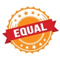 EQUAL text on red orange ribbon stamp