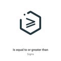 Is equal to or greater than symbol vector icon on white background. Flat vector is equal to or greater than symbol icon symbol Royalty Free Stock Photo