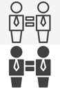 Equality business people line and solid vector icon set Royalty Free Stock Photo