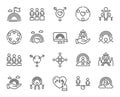Equality, Equity and Diversity line icons. LGBT rights, Equal opportunities and respective needs icons. Vector
