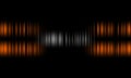 Colorful sound waves vector design.digital equalizer audio sound waves on black background, stereo sound effect signal. Royalty Free Stock Photo