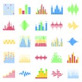 Equalizer color graphic theme vector icons set Royalty Free Stock Photo