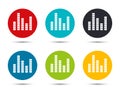 Equalizer icon flat round button set illustration design