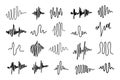 Equalizer icons, sound waves icon set. Vector waveform, sound record, audio voice signal line Royalty Free Stock Photo